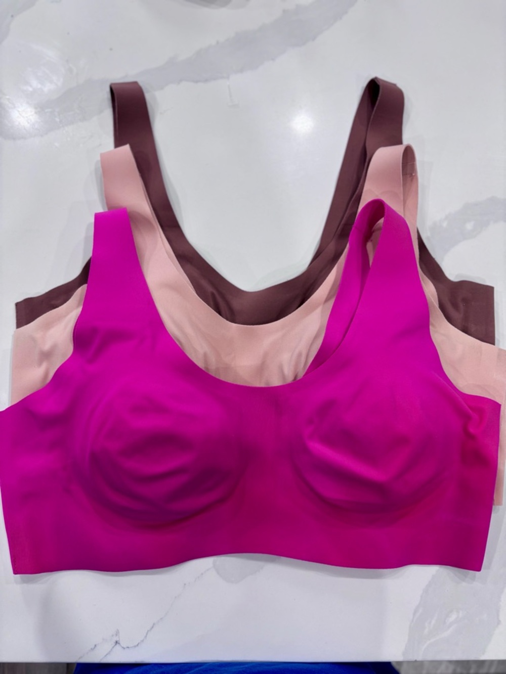 knix Wireless Scoop Bralette - Fuchsia, Blush & Brown X3